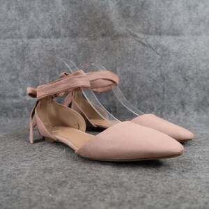 Old Navy Shoes Womens 7 Flats Lace Up Dorsay Blush Rose Fashion Faux Suede Tie